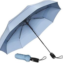 Windproof Travel Umbrella, Automatic Open Close, Big Size for Men, Women, Kids, UV Protection, Stylish Folding Umbrella, Compact 3 Fold Design, Rain and Sun Umbrella, Lightweight (Light Blue)-7