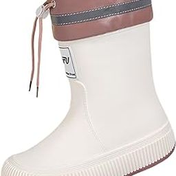 Rain Boots for Women Wellies Fashion Garden Boots for Fishing Outside Travel Beige-image-1