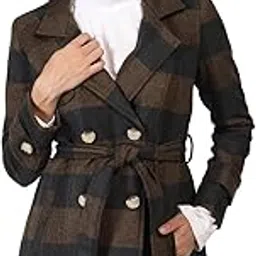 honnete Regular Fit Double Breasted Wide Check Women Winter Coat With Stylish Button Warm Coat For Women-picture-15