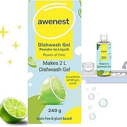 awenest No-Toxin, Plant Based Powder-to-Liquid Dishwash | Makes 2 Liter Gel | No Paraben, SLES, Formalin | Natural, Organic, Biodegradable, Eco-Friendly, Herbal | Tough On Grease, No Residue (2 Liter)-picture-19