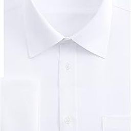 Men's French Cuff Dress Shirts Regular Fit Long Sleeve Spead Collar Metal Cufflink, White, 14.5" Neck 32"-33" Sleeve-image-4