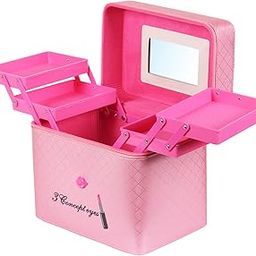 18 Cms Makeup Vanity Box and Cosmetic Travel Bag for Women and Ladies with Mirror (Pink, Assorted Color)-image-59