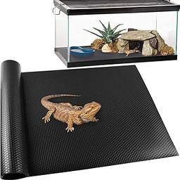 Reptile Carpet,Bearded Dragon Tank Accessories,Reptile Mat, Leopard Gecko Substrate,Bearded Dragon Tank Flooring,Snake, Tortoise Bedding(18" x 79 ", 1 PCS Black Thicker Mat)-image-0