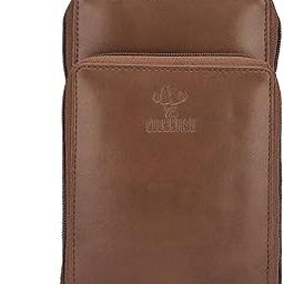 Trivia Vegan Leather Ladies Wallet Sling Bag with Zip Around Front Pocket (Dark Brown)-image-6