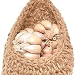 Gleckn Hanging Wall Vegetable Fruit Baskets, Jute Hanging Basket for Pantry Potato Garlic Onion Fruit Storage Handwoven Decorative Kitchen Organizer and Wall Planter Holder (Small)-image-46