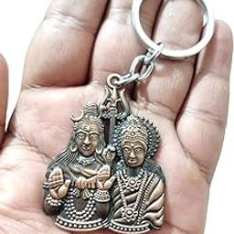 Lord God Shiva Sivan Adiyogi Bholenath And Mother Parvathi Devi With Trishul Double Sided Same View Metal Keychain Key Chain-picture-48