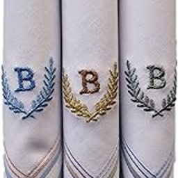 Men's Large Handkerchief in White with Initials (B) Pack of 3-613 W/C-image-3