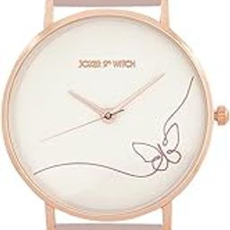 Whimsical 36mm White Dial 18mm Mauve Faux Leather Strap Watch for Women-image-5