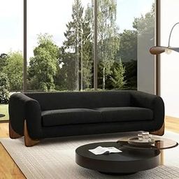 POOR SHOP 3 Seater Velvet Contemperory Sofa with Cushion Chaise Lounge Sectional Sofa Perfect for Living Room & Bedroom Guests Home & Office (Boucle Teddy Fabric Sofa (Black),-image-42