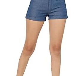 Women Blue Denim Shorts | Cotton Fabric with Button Closure & Belt Loops | Regular Fit, Above-Knee Length, Pockets | Casual Wear, Stylish & Comfortable-picture-8