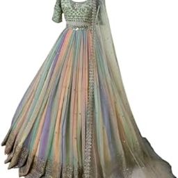 Women's Georgette Semi-stitched Lehenga Choli Set Multicolour Free Size-picture-40