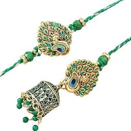 Premium Handcrafted Elegant Peacock Charm Bhaiya Bhabhi Rakhi Set With Roli Pack For Raksha Bandhan Celebration- Rakhi For Bhai, Bhaiya, Bhabhi, Sister-In-Law & Raksha Bandhan Gift-image-76