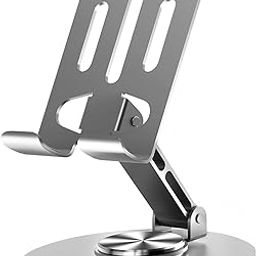 Lusosh Universal Metal Cell Phone Stand, Multi-Angel Adjustable 360° Rotation Non-Slip Metal Phone Stand Compatible with iPhone 16 Pro Max and All Smartphones (Grey)-14
