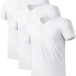 Men's Undershirts Micro Modal Ultra Soft T-Shirts Stretch Moisture-Wicking Crewneck/V-Neck Tees for Men, 3-Pack, V-neck - Black, Large-image-19