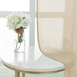Urban Space Linen Textured Sheer Curtain for Door, 35-40% Room Darkening Curtain with Tieback and Eyelet Hanging Style, Set of 2 Decorative Curtains, Taupe (Door - 7 ft x 4 ft)-image-26