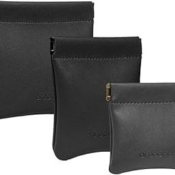 Pack of 3 -Aropana Leather Travel Organiser Earphone AirPods Case Cosmetic Makeup Pouch Jewellery Bag Contact Lens Pouch Card Holder Mini Wallet for Men & Women (Black)-image-79