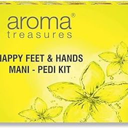 Aroma Treasures Happy Feet and Hands Manicure pedicure kit contains Cuticle cream, Footh wash, Lavender salt, Scrub, Foot mask (One time use kit)-39