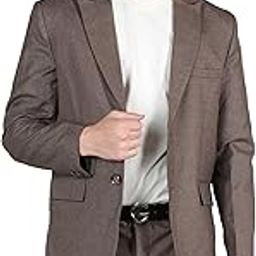 Men Solid Slim Fit Notched Lapel Single Breasted Formal Blazer-image-2