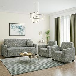 KENDALWOOD Furniture 5 Seater Fabric Sofa Set for Living Room Furniture | 3+1+1 Sofa Set for Home & Office | Fabric Color:- Grey Printed Cushions | Pre-Assembled-image-27