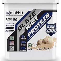 Getmymettle Blaze Whey Protein | 24G Protein | 10.66G Bcaa | 8.09G Glutamine | 100% Natural Whey, Lean Muscle Growth, Muscle Recovery, | Whey Protein (Malai Kulfi, 4Kg)-27