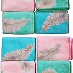 Microfiber Face Towel Handkerchief Rumal 350GSM Extra Soft and Super Absorbent mor pank Printed Face Towels for girls Women's, Kids and Newborn Babies Set of 12 Multicolor-image-67