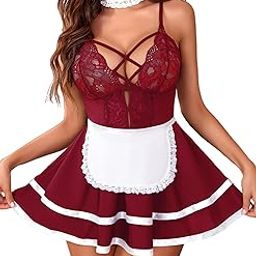 Sexy Maid Lingerie for Women - French Maid Costume Babydoll Dress Cosplay Outfit-image-46