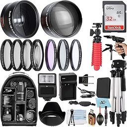 A-Cell 58mm Accessory Bundle for Canon EOS Rebel T7, T6, T5, T3, T100, 4000D, 2000D, 3000D and More with 32GB SanDisk Memory Card, Wide Angle Lens, Telephoto Lens, Tripod, Backpack-image-69