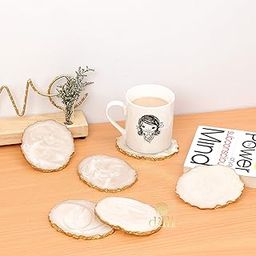 DULI Set of 6 Premium Resin Coasters Tea,Coffee Coasters (10 * 8 cm) (Cream)-image-51