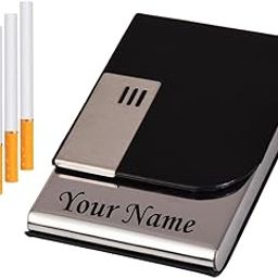 Felstar Customized/Personalized With Name Engraved Metal Cigarette Case Box for Regular, King and Slim Size Cigarettes, Stylish Gifting Option for yourself, men, Brother or Husband (Black)-17