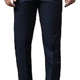 Men Navy Solid Non Pleated Regular Fit Mid Rise Formal Trousers for Men | Formal Pants for Men | Formal Wear Regular Fit Trousers for Men (PMSTF00036NAVY)-image-31