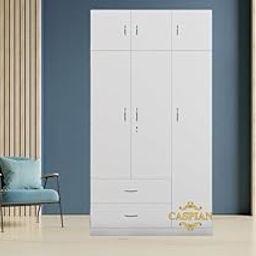 CASPIAN Furniture Wardrobe for Living Room || Bedroom (3 Door + loft, White)-picture-22