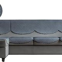 Wecomfii L Shape sofa cover 6 Seater | Antislip Sofa Cover set for living room | Velvet Quilted Corner Sofa Cover L Shape | Sofa Seat Cover for 3/2/1 Seater | Protector Sofa Covers L Shape | Dark grey-image-63
