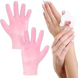 Moisturizing Silicone Gloves Reusable, Gel Spa Hydrating Gloves, Aloe Lotion Gloves for Repairing Dry Cracked, Aging Hands, Women's Pedicure Hand Moisturizer Gloves Overnight (1Pair Pink)-11