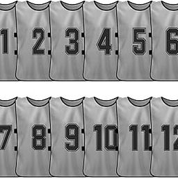 12PCS Kid's Football ES Quick Drying Soccer Jerseys Youth Sports Scrimmage Basketball Team Training Numbered Bibs Practice Sports Vest (Grey12pcs for Children) -Layfoo-image-24