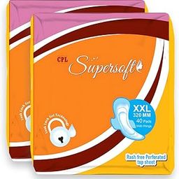 CPL Supersoft XXL Sanitary Pads – 320mm Extra Long with Wings, Leak Lock Gel Technology & Rash-Free Perforated Top Sheet for Heavy Flow Protection| Pack of 2 | 80 Pads-image-14