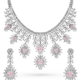 Silver-Plated Emerald Green, Ruby, Pink AD & Cubic Zirconia Jewellery Set- Ideal for Weddings, Parties & Special Occasions-39