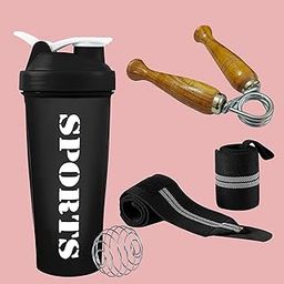 FIT FOCUS Fitness Essentials Kit: Gym Protein Shaker, Wrist Band & Wooden Gripper-image-97