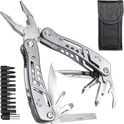 HARMIK 24 in 1 Multi-function Plier Tools Made of Stainless Steel with 11 Screwdriver bits with Safety Hook, Bottle Opener, Multifunction Pliers for Outdoor Camping Backpacking-20