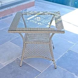 Wooden Street Metal Vatican 1 Outdoor Table, Garden Patio Coffee Table Set, Outdoor Balcony Wicker Furniture with 1 Table Only, Outdoor Furniture for Terrace (34x34x34 Inches, Brown)-12