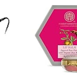 Forest Essentials Charcoal Black Gulaab Khaas Kajal 0.30g & Forest Essentials Luscious Sugared Rose Petal Lip Balm, 4g-42
