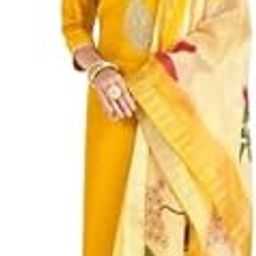 Designer Cotton Silk Kurti with Floral Print Dupatta and Bottom-Womens Yellow Kurti_56_P-picture-14