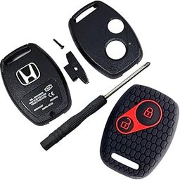 Keycept™ 2 Button Key Shell for Honda Amaze, BRV, CRV, Accord, City, Civic, Brio, Mobilio, Jazz- Durable Key housing/Body/case Replacement with Silicone Key Cover (Keyshell and Key Cover) (Black)-15