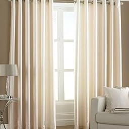 Exporthub 2 Piece Eyelet Polyester Door Curtain Set - 7ft, Cream-image-2