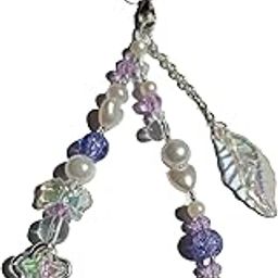 Threads & Beads phone charm with ovel cut beads and single butterfly, stylish mobile charm (purple)-picture-16