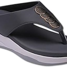 Fancy doctor slippers | Stylish chappal for women | Comfortable flat sandals for women stylish Women's Orthopedic Comfortable Wedge Flip Flops with Stylish Strap WSP59_GREY_6-0