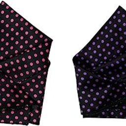 Men’s Pocket Square Combo – Black with Pink & Purple Polka Dot Satin Handkerchiefs-image-9
