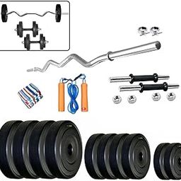 Body Maxx B-PVC 20 Kg Home Gym Combo with Ez Curl Bar Fitness Kit-image-25