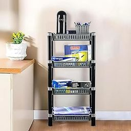 Kuber Industries 4-Tier Multipurpose Racks For Storage | Kids Toy Organizer/Under Wash Basin & Office Storage cabinet & Shelves | Silver-19