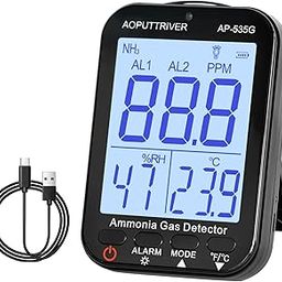 AOPUTTRIVER Ammonia Gas Detector 535G, NH3 Gas Monitor Sensor Range 0-100ppm Rechargeable Ammonia Gauge with Alarm, Temperature(℉/℃), Humidity, LCD Backlight Display, for Poultry, Farm, Chemicals-image-60