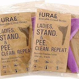 URAL Easy Pee Female Silicone Portable Urination Device (Purple - Lightweight Travel Urinal Funnel to enable Women/Ladies/Girls to Stand up and Pee (Pack of 2)-image-26